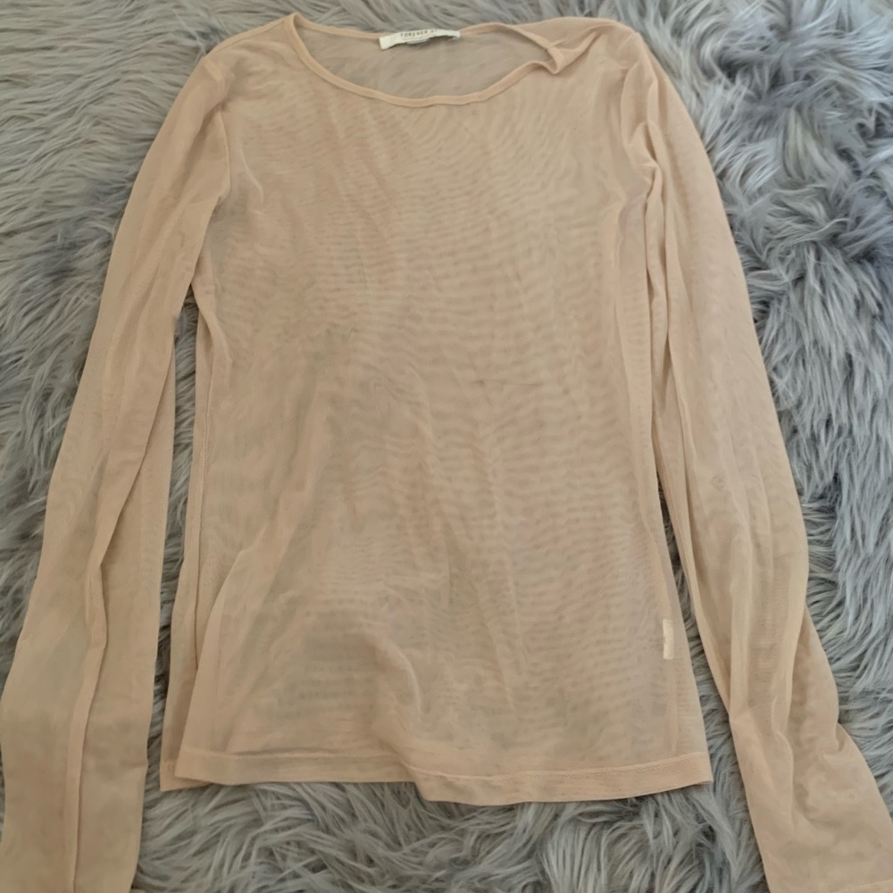 Forever 21 cream see through blouse